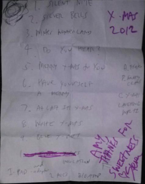 Steven's 2012 Christmas setlist